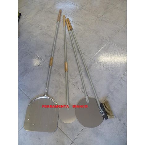 KIT PALE set pala PER PIZZA FORNO A LEGNA 4 PEZZI MANICO SCORREVOLE PIZZE FORNI
