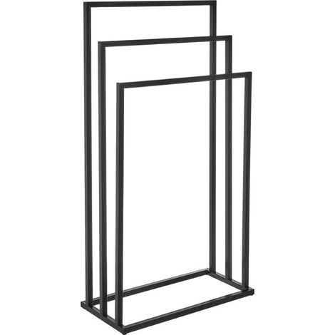 Porte-serviettes sur pied - JUANIO - 3 niveaux - Métal - Noir - 45x22x85 cm (1/4)