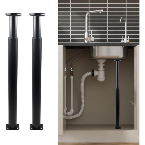 2 Pièces Support D'évier, Réglable 42-72 Cm, Acier Laminé, Pour Cuisine Et Salle De Bain (1/5)