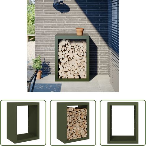 vidaXL Porte-bûches - Portant de bois de chauffage vert 60x40x80 cm acier (1/5)