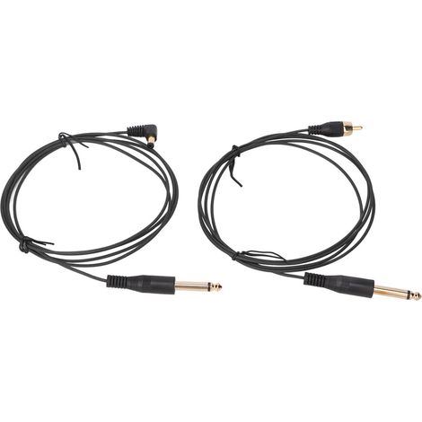 Câble d'alimentation DC noir 5.9ft avec connecteurs RCA, haute conductivité et stabilité du courant pour machine à tatouer (1/5)