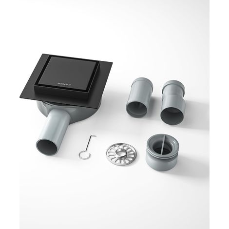 Caniveau de sol pour douche en acier inoxydable, 10 cm 2 en 1 carrelable Caniveau de douche carré avec siphon 360°, étanchéité à l'eau détachable et nettoyable améliorée et filtre à cheveux, 2 (1/5)