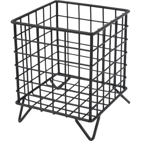 Panier de rangement - OKUMGGYJ - Fer - Noir - 13,5x13,5x16 cm - Design ouvert (1/5)