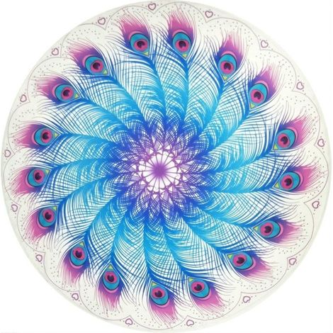 Tapisserie de serviette de plage ronde, décoration murale de nappe, serviette de plage en microfibre paon, tapis de yoga rond/châle (1/5)