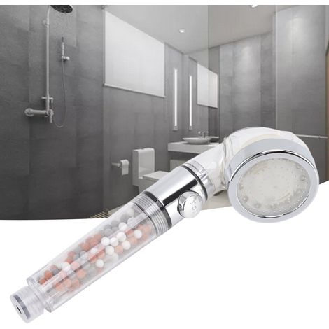 LED-Duschkopf mit Negativionen, Wasserstoppfunktion, Temperaturregelung, dreifarbigen Düsen (blau, grün und rot) (g1/2) (1/5)