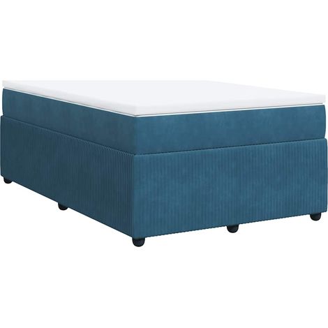 Cama box spring con colchón terciopelo azul oscuro 120x190 cm vidaXL (1/5)