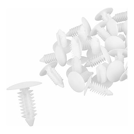 Voiture Rivets Clips 7mm Trou Fixations Plastique Blanc (1/5)
