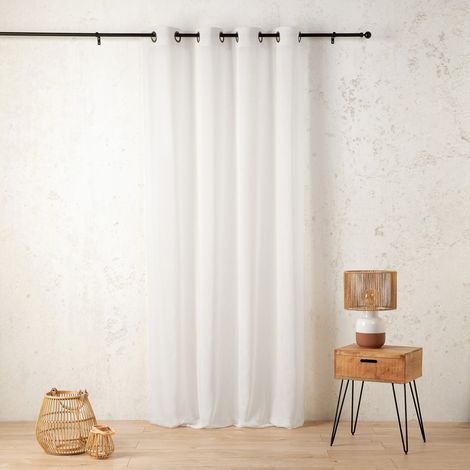 Voilage en polycoton chiné Blanc 160x260 cm