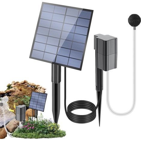 Outdoor Solar Air Pump 2.5W Quiet Portable Small Oxygen Diffuser Aquarium  Solar Powered Pump for Outdoor Garden Patio Backyard Deck Pool Birds Fish Flower Home (1/5)