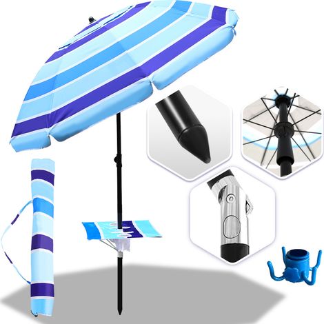 SWANEW Strandschirm Sonnenschirm 210 cm - 50+ UV Schutz - Hawaiischirm Gartenschirm mit Erdspieß (1/5)