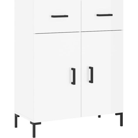 Aparador de madera contrachapada blanco brillante 69,5x34x90 cm vidaXL (1/5)