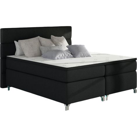 Lit boxspring 180x200 tissu noir Mador (1/5)