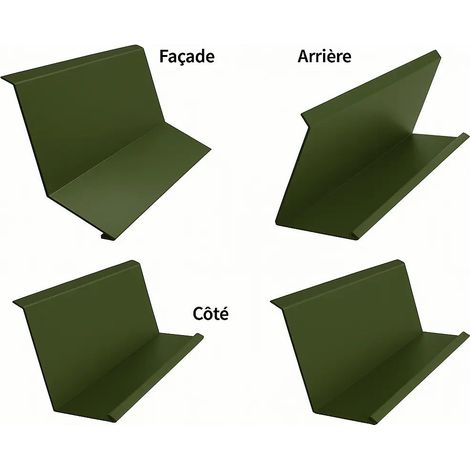 Kit bordures de cheminée acier 1250 x 300 x 200 – Vert mat RAL 6020