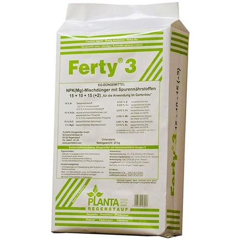 Ferty 3, NPK(Mg) 15-10-15+(2) + microelementi (25 kg), concime in polvere idrosolubile per piante e fiori