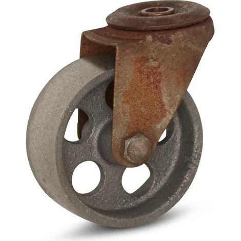 Roulette pivotante - MESO - Vintage rétro fonte - 75mm - Trou central - 80kg