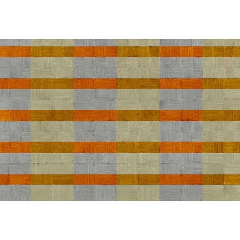 Papier peint panoramique imitation bois coloré Tapisserie panoramique grise, bleue et marron Papiers peints panoramiques à rayures moderne (1/3)