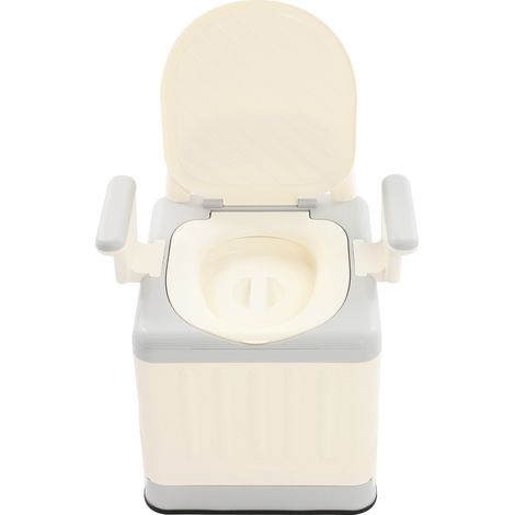 Toilettes de camping pliables, toilettes portables avec double couvercle anti-odeurs et accoudoirs amovibles, idéales pour le camping et les voyages, charge max 150 kg, gris et beige (1/5)