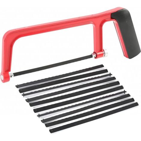 Petite Scie à Métaux, Scie à Métaux Junior, Mini Scie à Métaux, Mini Hand Saw, Scie à Métaux Portable, Petite Scie à Main, Avec 10 Lames de Scie Interchangeables, pour Couper Plastique (1/5)