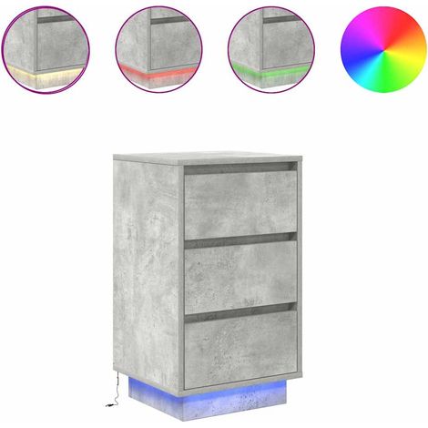 Maison Exclusive - Nachttisch mit LED-Leuchten Betongrau 38x34x65