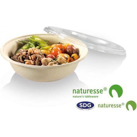 Assiette jetable rond Nature 600 ml en cellulose - 500 pièces - Ecobioshopping