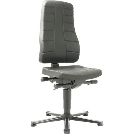 Chaise de bureau pivotante Highline avec roulettes au sol, rembourrage intégral, noir, hauteur réglable 450-600 mm (1/5)