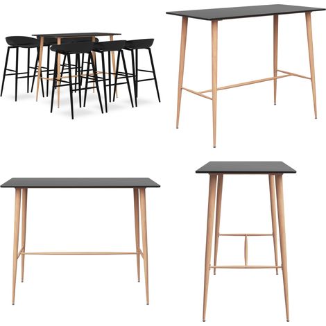 7-tlg. Bar-Set Schwarz - Moderner Bartisch - Barhocker Set - Kücheninsel - Wohnzimmer Dekoration - Schwarz - Home & Living (1/5)