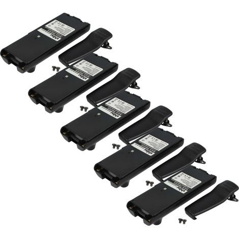 vhbw 5x Akku kompatibel mit Icom IC-V81, IC-V82 Funkgerät, Walkie Talkie (2300 mAh, 7,2 V, NiMH) + Gürtelclip