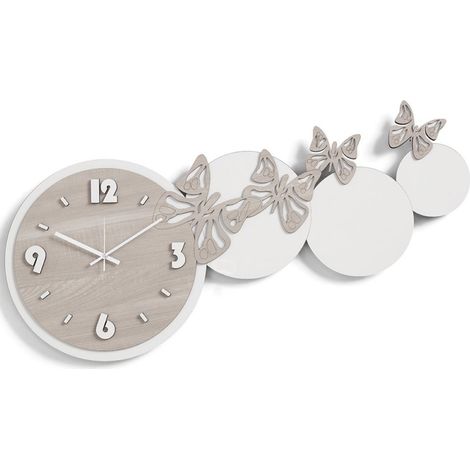 Orologio da parete legno laminato moderno 80x40 BRC - FARFALLE 2 (1/2)