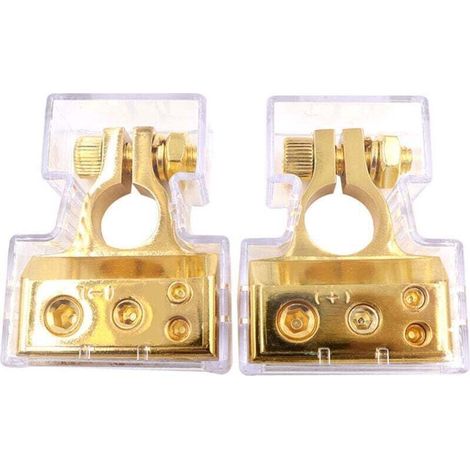 1 Paire Cosses Batterie de Voiture Robustes Lourde Charge Connecteurs de Borne de Batterie de Voiture Bornes de Batterie Positives et Négatives +/- Battery Terminal avec Coque Transparen (1/4)