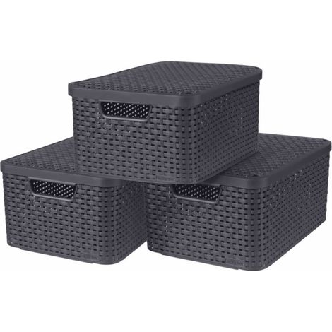 Boîtes de rangement Style avec couvercle 3 pcs M Anthracite Curver (1/4)