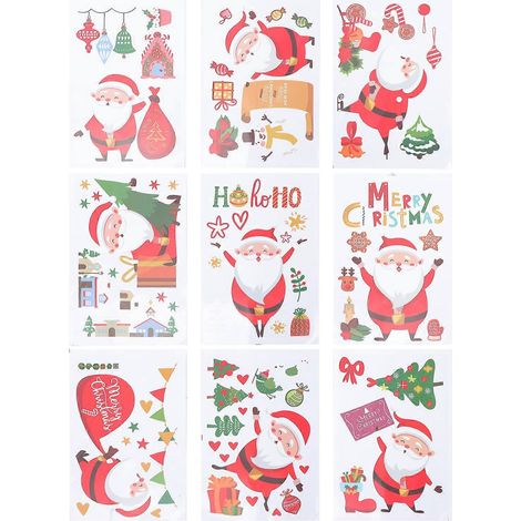 9 feuilles d'autocollants de Noël pour fenêtres - Jolis stickers muraux de Noël - Décorations-30x20cm (1/3)