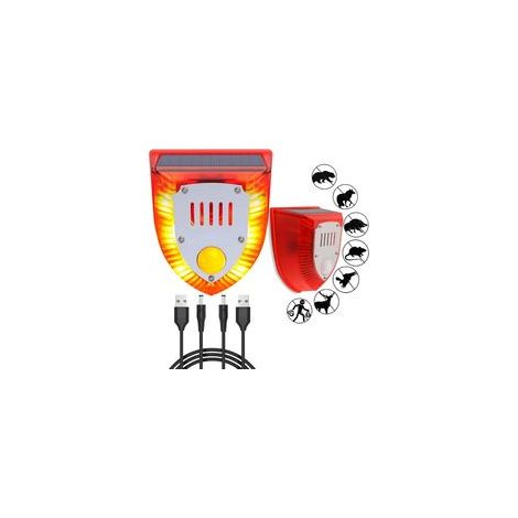 100 dB Solar-Alarmleuchte, LED-Solar-Sicherheitsleuchte mit Bewegungsmelder, Außensirene, rotem Blinklicht, wasserdicht für Lagerhallen und landwirtschaftliche Betriebe (1 Stück) - Crezuo
