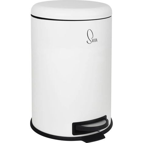 Poubelle à pédale SVITA, 20 L, en acier inoxydable, blanche (1/5)