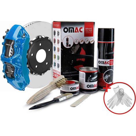 OMAC Kit Peinture Étriers de Frein Bleu – Résistant Chaleur 300°C – Set Complet Laque Epoxy – Protection Anticorrosion – Inclus: Nettoyant, Durcisseur, Brosses – Application Facile