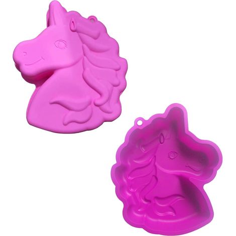 Ensemble de 3 moules à pain et à gâteaux en silicone, couleur rose, en forme de licorne, pour le four, la pâtisserie et la cuisine maison.-AquaForge (1/5)
