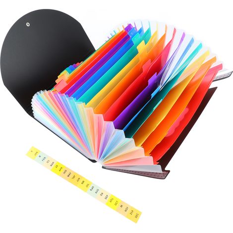 Classeur à Pochettes Plastifiées 24 Sections avec Étiquettes - Organisateur de Documents pour Études et Travail (1/5)