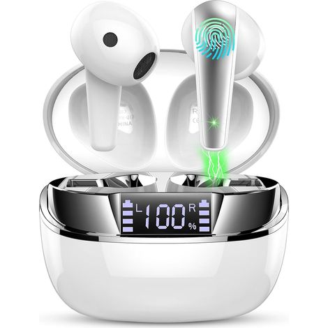 Casque Bluetooth 5.3, écouteurs sans fil avec audio stéréo HiFi, écouteurs sans fil avec 47 heures d'autonomie, écran LED, ENC réduction du bruit, USB-C, contrôle tactile pour appels et musique (1/5)