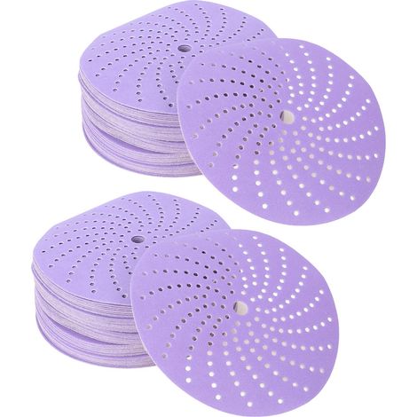Lot de 100 disques abrasifs en céramique à trous multiples avec dos auto-agrippant pour ponceuse orbitale aléatoire, 15 cm, grain 600 (1/5)