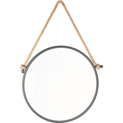 Miroir de salle de bain rond 40 cm avec cadre noir Naturel (ZLAN40C) (1/5)