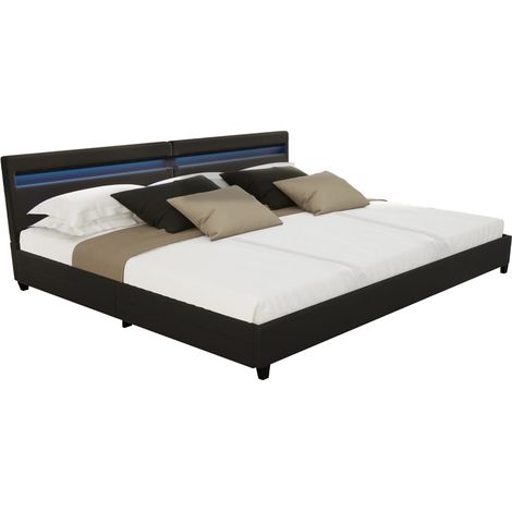Home Deluxe - Cama LED NUBE - negra, 270 x 200 cm - incl. colchón