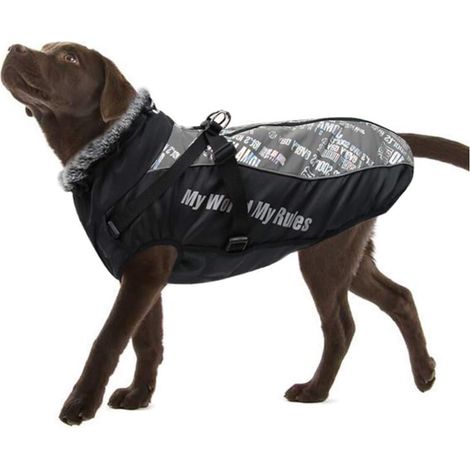 BRAVIX Manteau d'hiver pour Chien Veste Imperméable Chaude Réfléchissant Gilet de Chiot en Peluche Doux Réglable Vêtements pour Animal de Compagnie Petit Moyen-Grand Chiens (3XL, Argent)