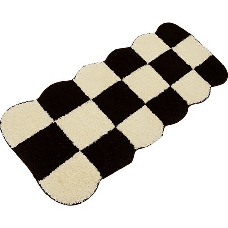 Tapis de couloir à carreaux noirs et blancs, style vintage, absorbant l'eau et résistant aux taches, pour la maison ou la chambre (type 1), 40 x 120 cm (1/5)