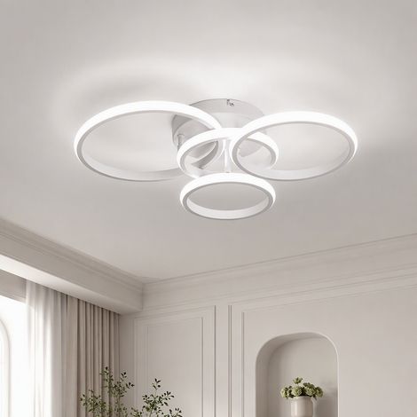 Plafonnier LED, lampe de plafond, plafonnier 4 anneaux 3 couleurs mémoire, 4181 lm 36 W, salon chambre cuisine, blanc sable (1/5)