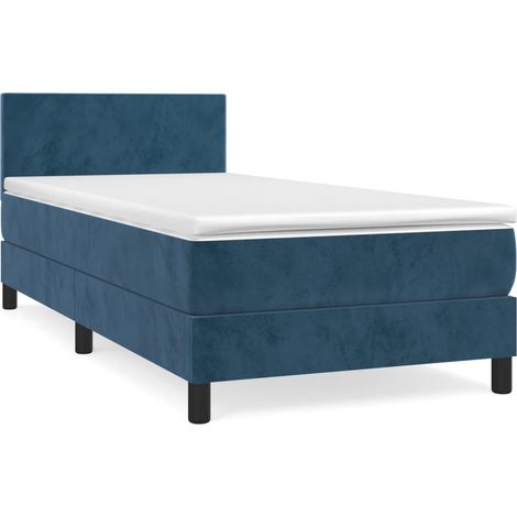 Lit simple,Lit adulte,Sommier à lattes de lit avec matelas Bleu foncé 90x200 cm CFW6192927 (1/5)