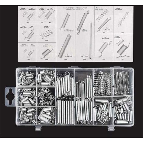 Assortiment de 200 ressorts de compression et d'extension de petite taille Ulisem avec boîte de rangement (1/4)