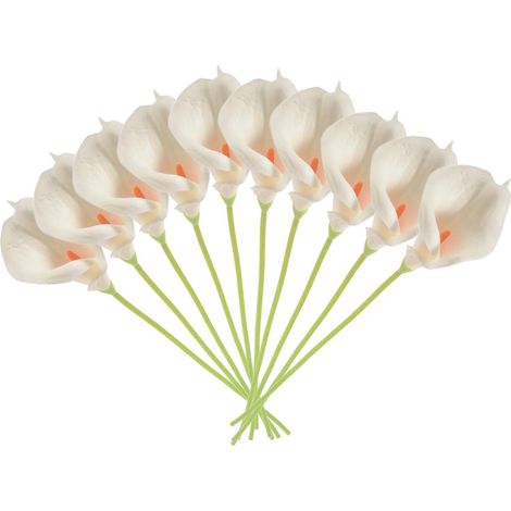 Brautstrauß aus Calla-Lilien, 10 Köpfe, realistisch wirkender Latex, weiß (KC51). (1/5)