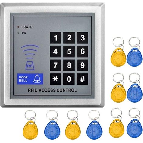 RFID ID Door Keypad Access Control Keypad RFID Card Reader Proximity Support Single Door Access Control System Keychains Support Users (1/5)