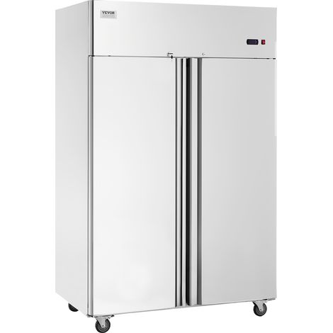 VEVOR Refrigerateur Commercial 1100 L, Armoire Refrigeree Positive a Portee de Main 2 Portes, en Inox, Degivrage Automatique, Controle de Temperature -2 a 8 °C, 6 Etageres 4 Roues, Cuisine Restaurant