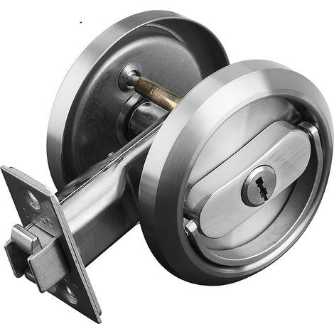 Serratura per porta scorrevole con chiave, scrocco rotondo incassato con linguetta nascosta, interasse 2-3/8" (1 confezione argento)