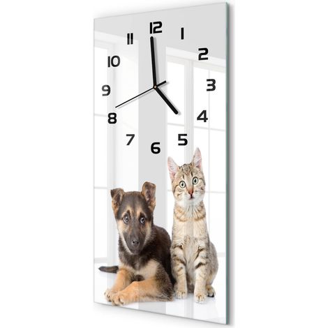 Horloge Murale Rectangulaire Verticale Fonctionne avec Pile AA 30x60 cm Chien et chat 30x60 cm (1/5)